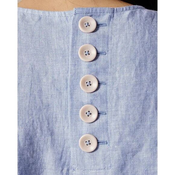 J.Crew Maxine Button-Back Shift Dress Women's Small Blue Linen Sleeveless NWT - Picture 2 of 9